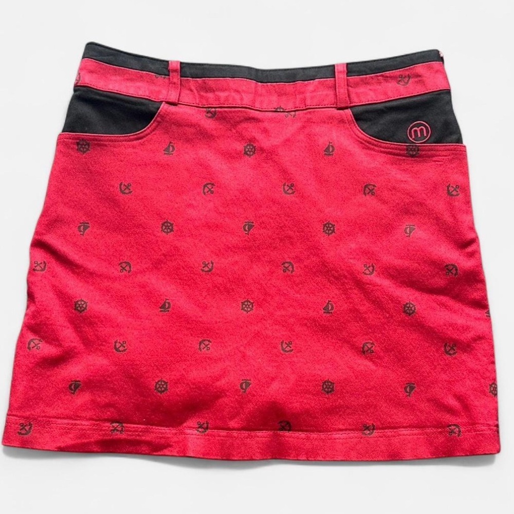 Design by Collection 1988 red Skort Pockets Side Zipper.